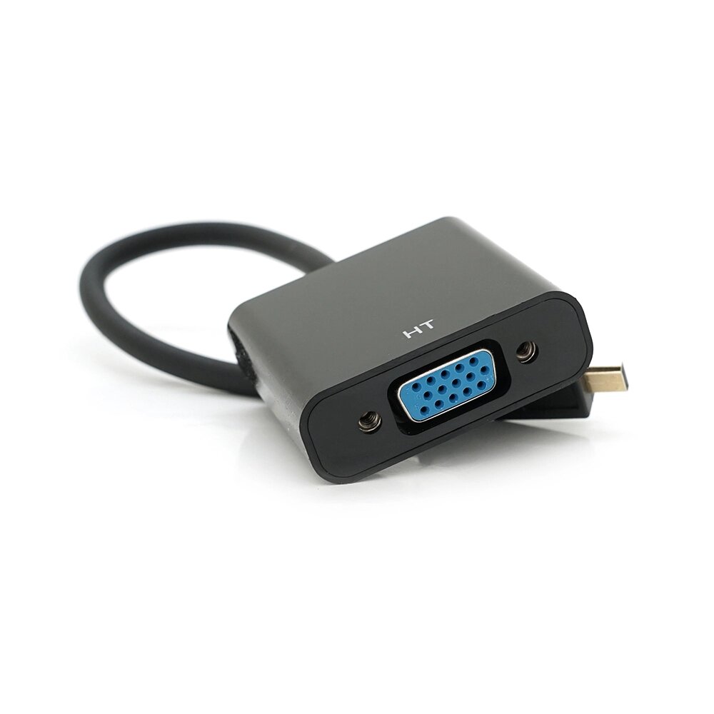 Конвертер micro HDMI ( тато ) на VGA ( мама ) 30cm, Black, 4K/2K, Пакет від компанії Price Killer - фото 1