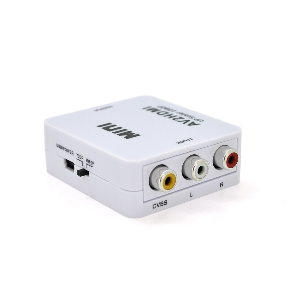 Конвертер Mini, AV to HDMI, ВХІД 3RCA ( мама ) на ВИХІД HDMI ( мама ), 720P/1080P, White, BOX від компанії Price Killer - фото 1