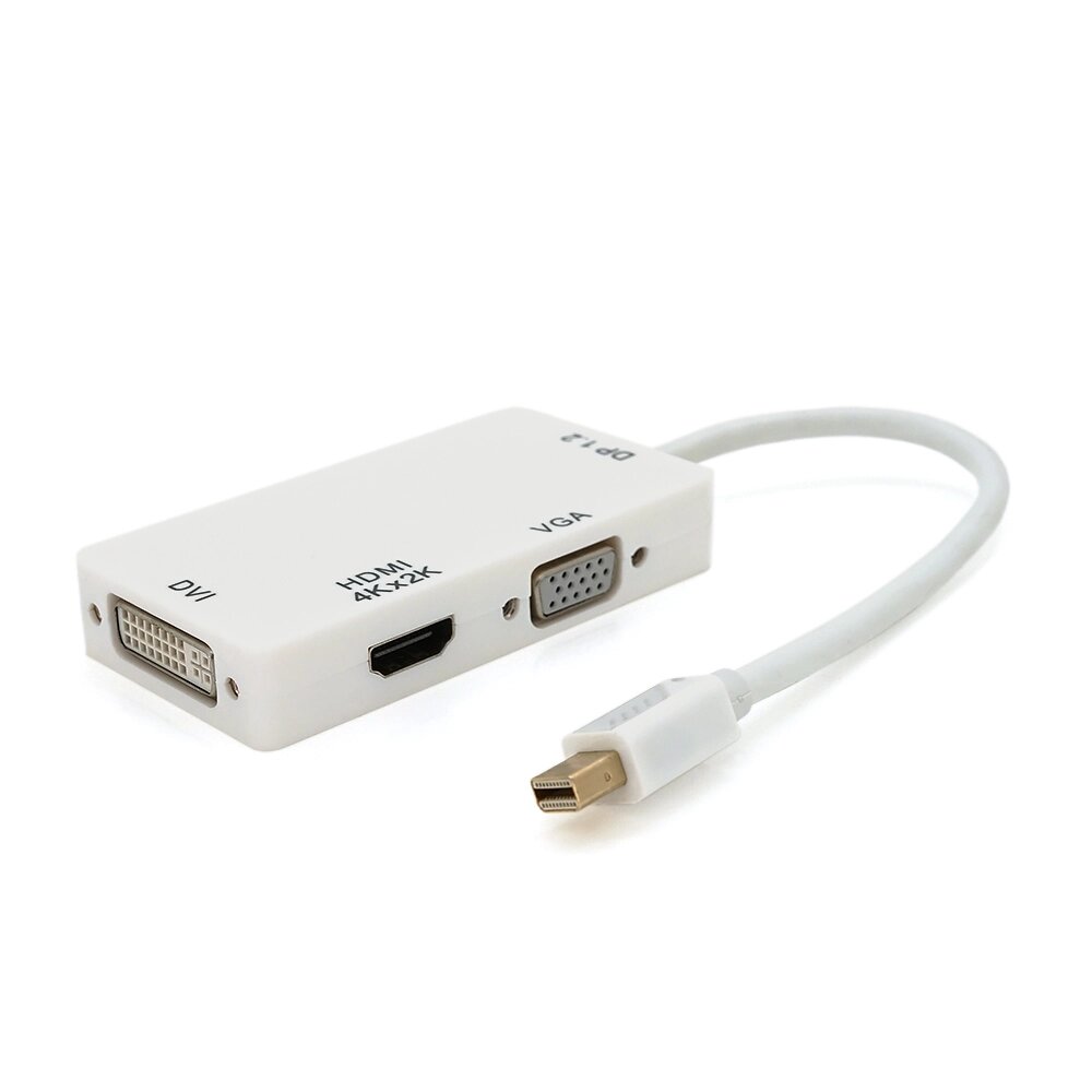 Конвертер mini Display Port ( тато ) на HDMI/VGA/DVI ( мама ) 30cm, White, 4K/2K, Пакет від компанії Price Killer - фото 1