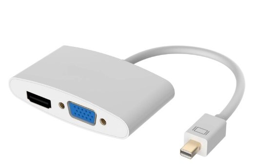 Конвертер mini Display Port ( тато ) на HDMI/VGA ( мама ) 30cm, Silver, 4K/2K, Пакет від компанії Price Killer - фото 1