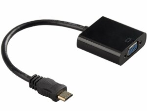 Конвертер mini HDMI ( тато ) на VGA ( мама ) 30cm, Black,4K/2K, Пакет