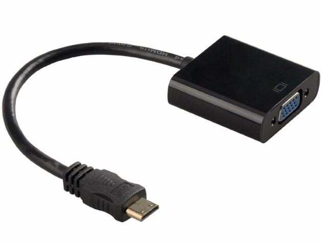 Конвертер mini HDMI ( тато ) на VGA ( мама ) 30cm, Black,4K/2K, Пакет від компанії Price Killer - фото 1