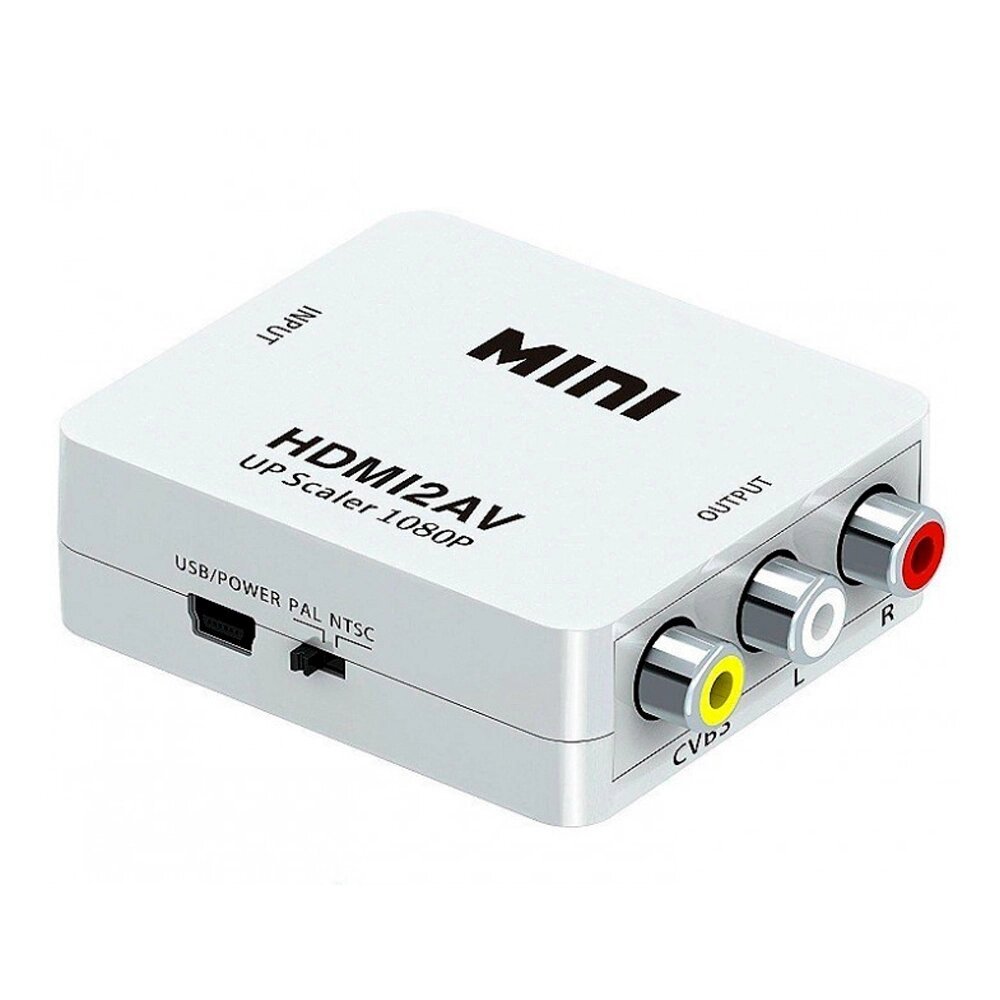 Конвертер Mini, HDMI to AV, ВИХІД 3RCA ( мама ) на ВХІД HDMI ( мама ), 720P/1080P, White, BOX від компанії Price Killer - фото 1