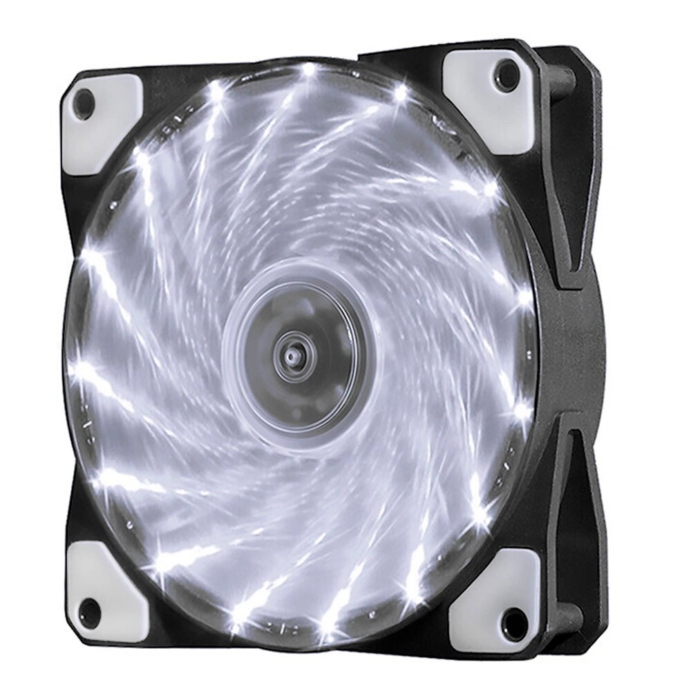 Кулер корпусної 12025 DC sleeve fan 3pin + 4pin - 120 * 120 * 25мм, 12V, 1100об / хв, 15LED, White від компанії Price Killer - фото 1