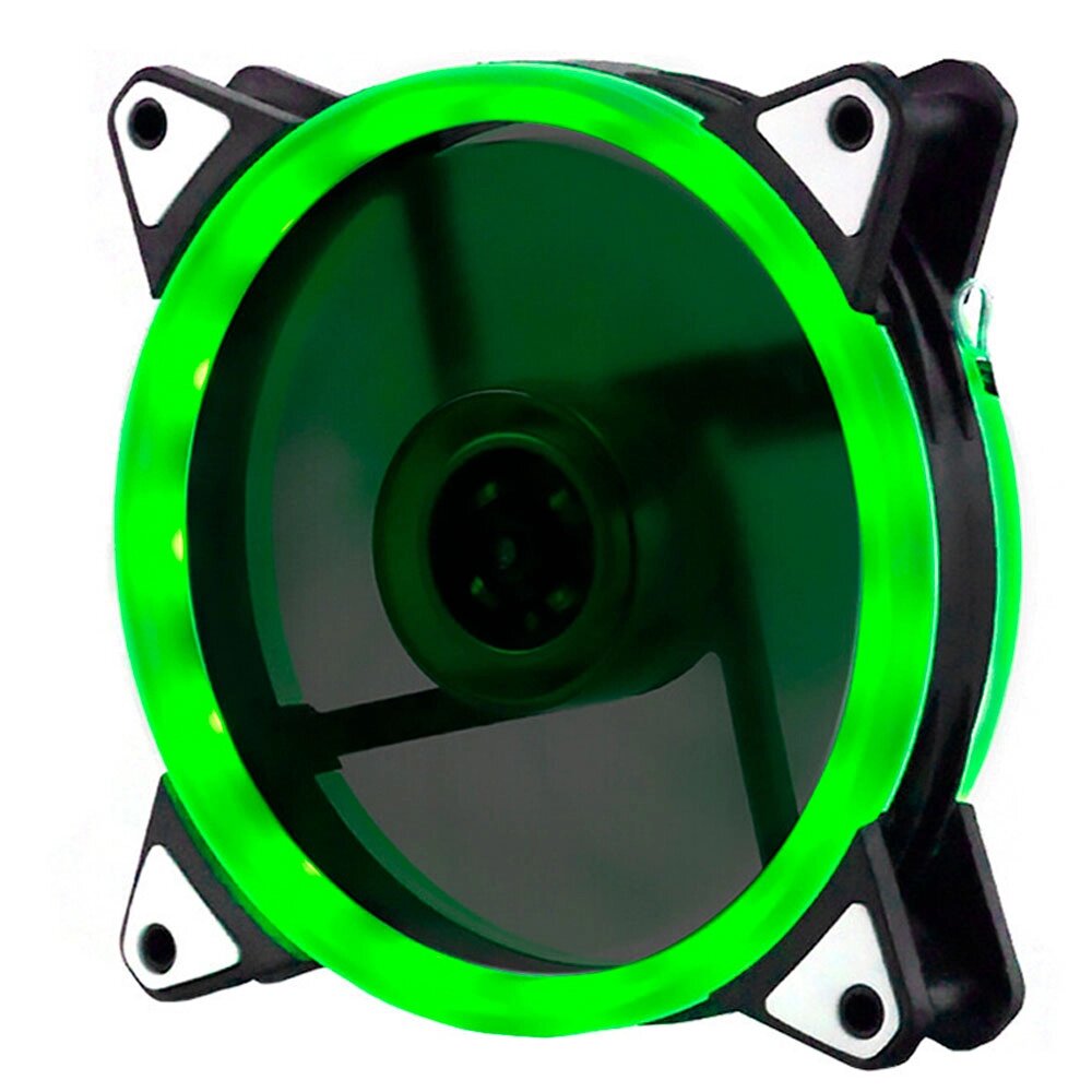 Кулер корпусної 12025 DC sleeve fan 3pin + 4pin - 120 * 120 * 25мм, 12V, 1100об / хв, Green, двосторонній від компанії Price Killer - фото 1