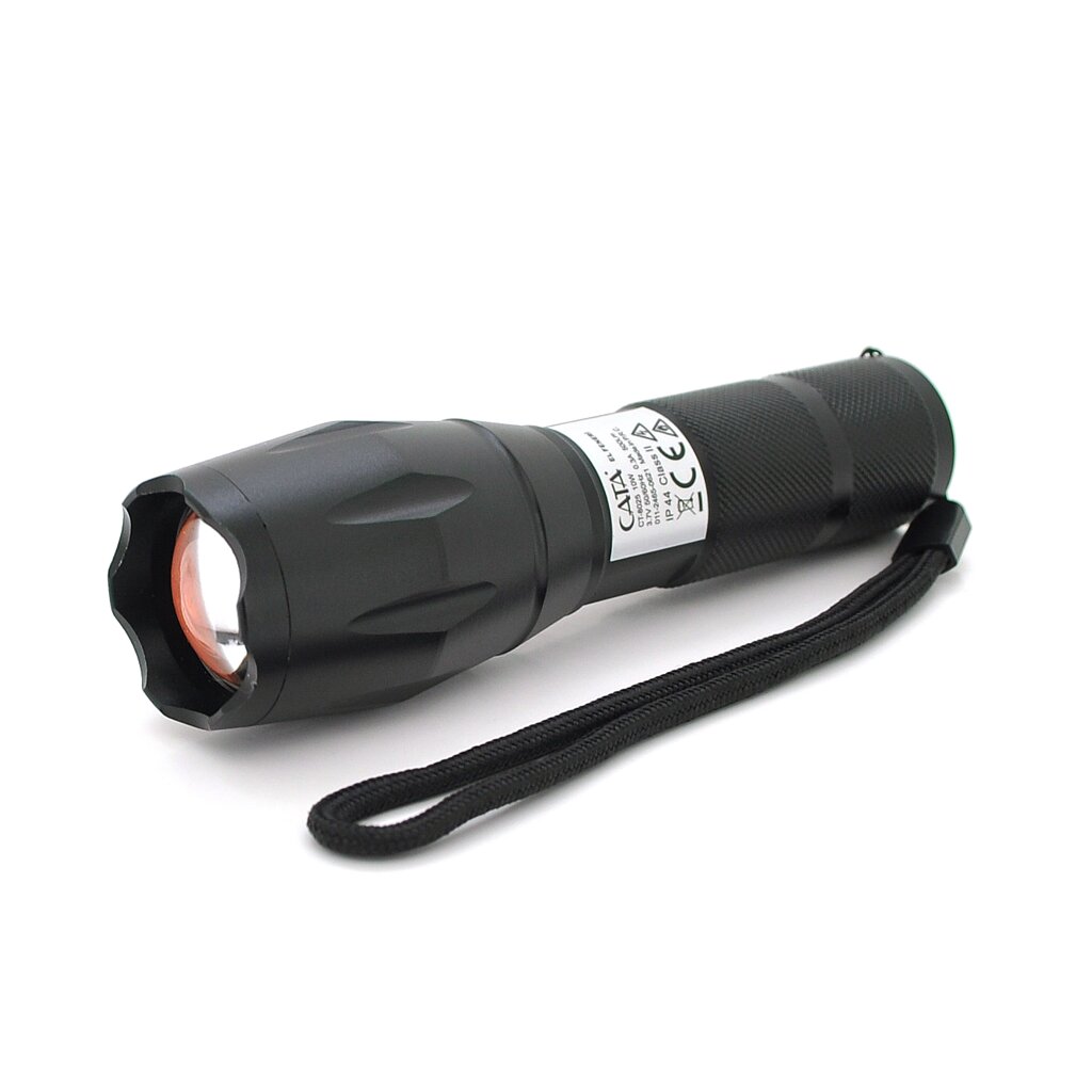 Ліхтар ручної CATA CT-8025, 1LED Cree XM-L T6, 10W, 5 режимів, ZOOM, 18650/3400 вбудований, Black, IP44, microUSB, від компанії Price Killer - фото 1