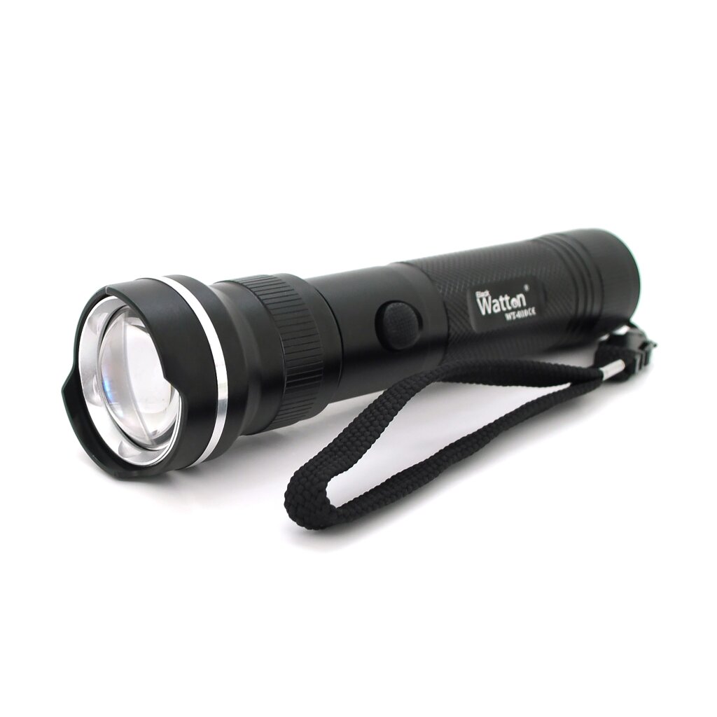 Ліхтар ручної Watton WT-010, 1LED CREE Q5, 3W, 5 режиму, ZOOM,18650 / 3200mah, Black, IP40, СЗУ під 2 акб, 180х45х34мм,  від компанії Price Killer - фото 1