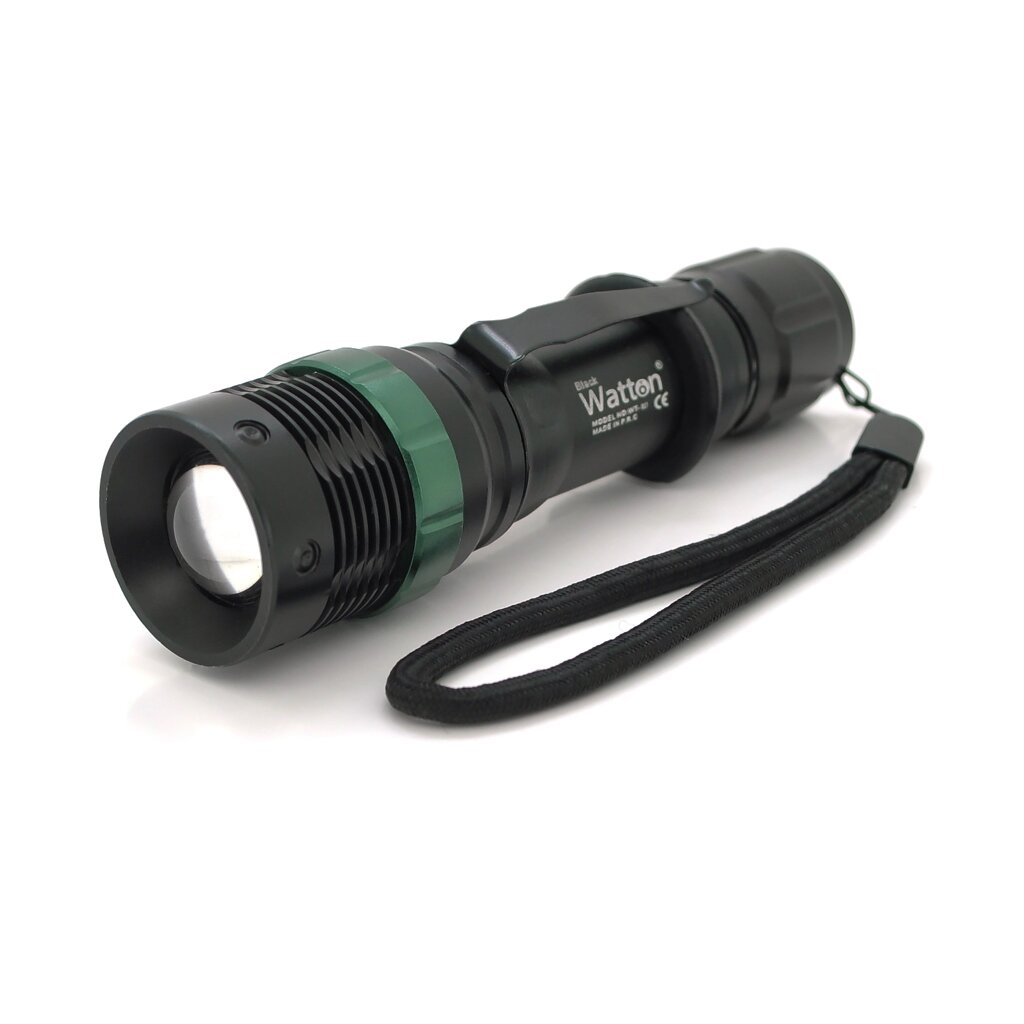 Ліхтар ручної Watton WT-037, 1LED Cree Q5, 3W, 3 режиму, ZOOM, 18650/2800mah ( переходнік3 * AAA ), Black, IP44, СЗУ, від компанії Price Killer - фото 1