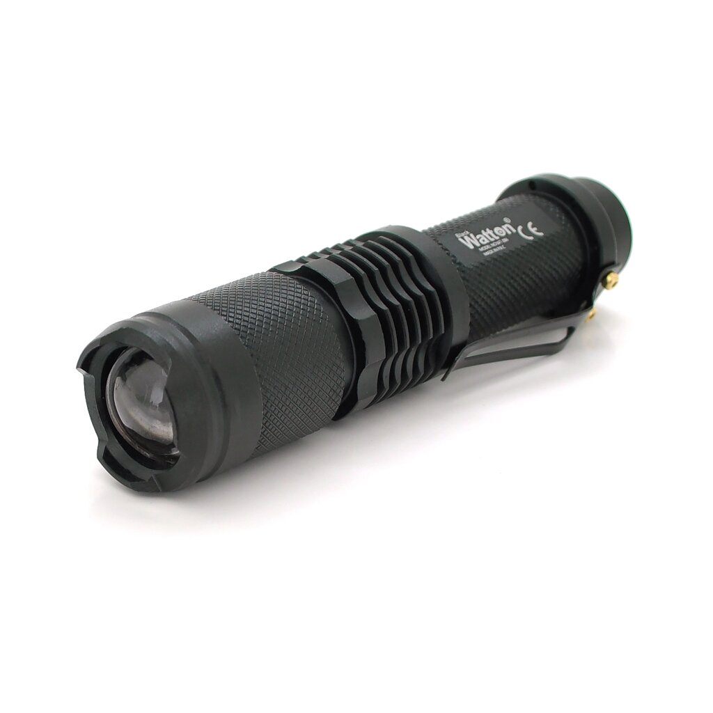 Ліхтар ручної Watton WT-086, 1LED Cree T6, 3W, 4 режиму, ZOOM, 18650/2800mah, Black, IP44, СЗУ від USB, 115х28х22мм, BOX від компанії Price Killer - фото 1