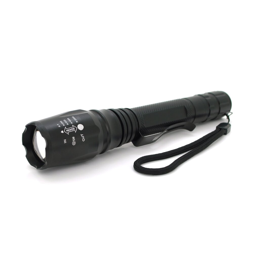 Ліхтар ручної Watton WT-241, 1LED Cree Q5, 3W, 5 режимів, ZOOM, 2х18650 / 2800mah, Black, IP44, СЗУ + АЗУ, 222х34х25мм, BOX від компанії Price Killer - фото 1