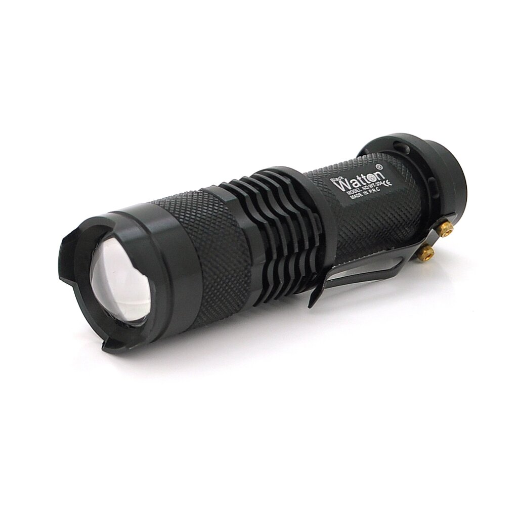 Ліхтар ручної Watton WT-304, 1LED CREE Q5, 3W, 3 режиму + Zoom, АА / 1300mah, Black, IP40, СЗУ, 92х26х26мм, BOX від компанії Price Killer - фото 1