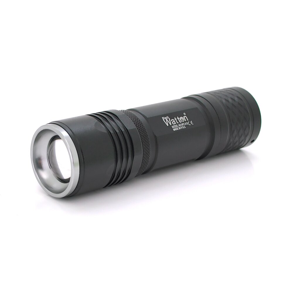 Ліхтар ручної Watton WT-313, 1LED Cree T6, 3W, 5 режимів, ZOOM, 18650/2800mah ( переходнік3 * AAA ), Black, IP44, СЗУ, від компанії Price Killer - фото 1