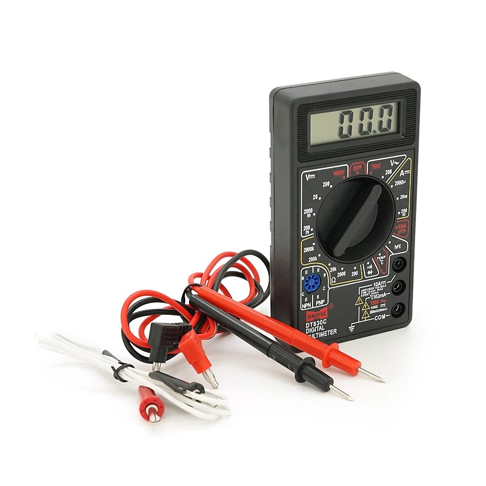 Мультиметр HAOYUE DT-830C. Вимірювання: V DC, V AC, A DC, Ω, °C. Функції: прозвонка, перевірка діодів, тест транзисторів, від компанії Price Killer - фото 1