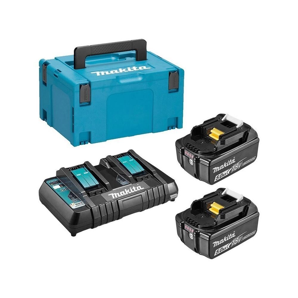 Набір акумуляторів Makita DC18RD + 2 x BL1850B 18V 5,0 Ah (зарядний пристрій+2 акумулятора), Box від компанії Price Killer - фото 1