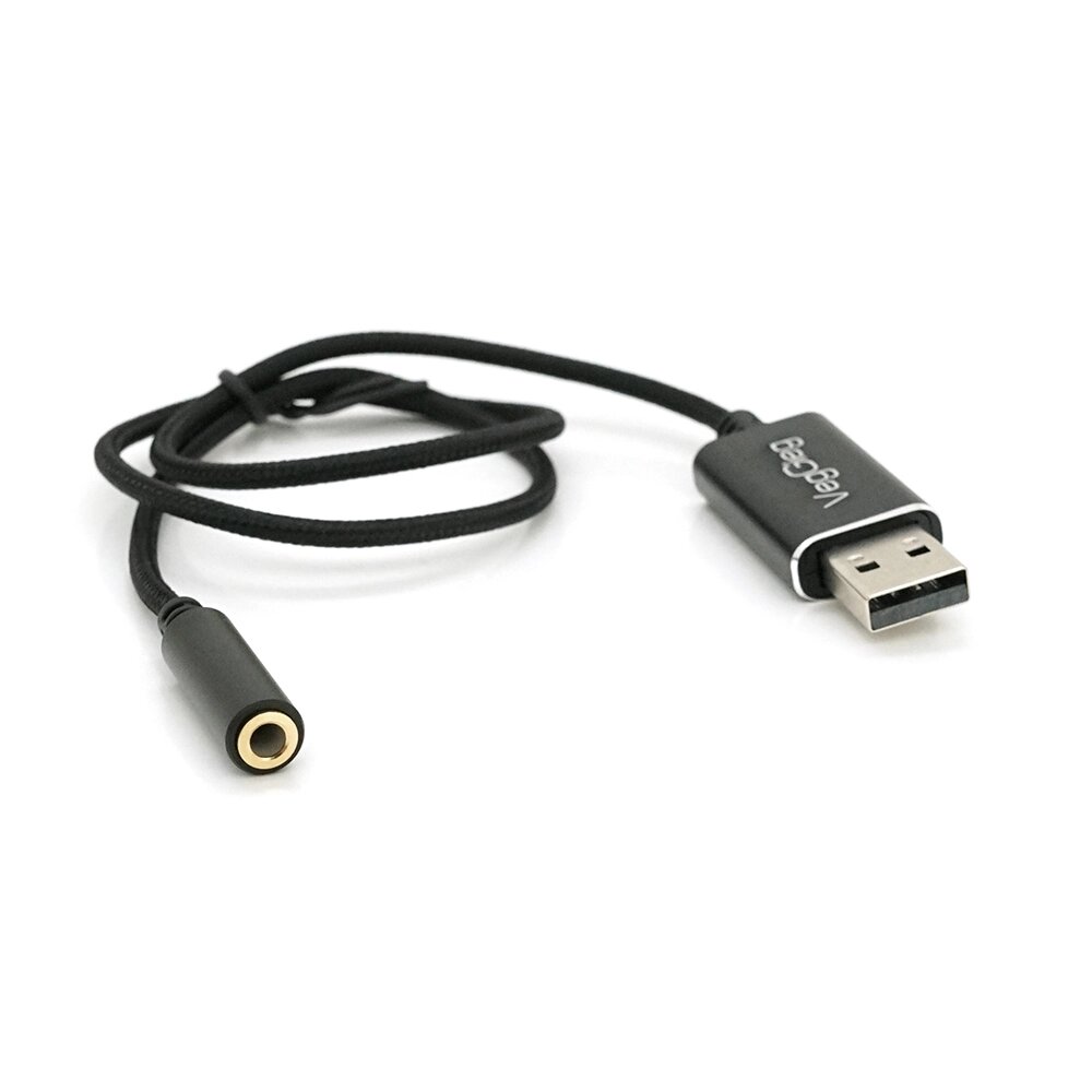 Перехідник для навушників VegGieg V-K201 USB2.0(M)-Jack3.5(F), Black, Box від компанії Price Killer - фото 1