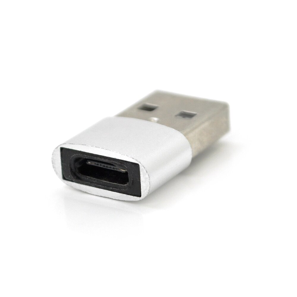 Перехідник HOCO USB2.0(M) => Type-C (F), Silver, Пакет від компанії Price Killer - фото 1