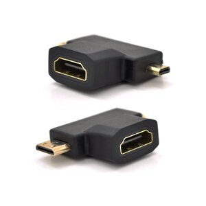 Переходник mini HDMI (папа)-micro HDMI (папа)-HDMI (мама)