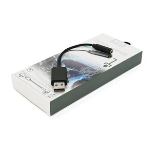 Перехідник для навушників KIN KY-210 USB2.0(M)-Jack3.5(F), Black, Box