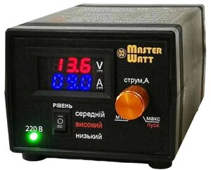 ЗУ для LiFePO4 акумуляторів MW-IZU12-25A (Ц) 12V з цифровим амперметром і регулятором струму до 25А, 150-250V, (MF, AGM,