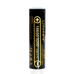 Акумулятор 18650 Li-Ion LiitoKala Lii-32A, 3200mah （3050-3350mah）, 3.7V (2.75-4.2V), Black, PVC BOX Q2, ціна за 1 шт