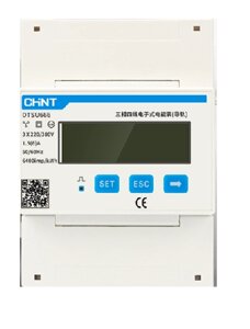 Трифазний електронний лічильник CHINT DDSU666-3-220/380V1.5-6A, трифазний на DIN-рейку, 220/380V, 6A, LCD, 100*72*65mm