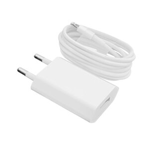 Зарядний пристрій + кабель Lightning LP АС-005 USB 5V 1A ОЕМ White