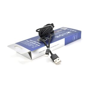 Магнітний кабель PiPo USB 2.0/Lighting, 2m, 2А, тканинна обплетка, броньований, зйомник, Black, BOX