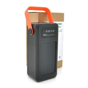 Power bank YM-638CX 60000mAh Solar, flashlight, Input:5V/2.1A (MicroUSB, TypeC, Lightning), Output:5V/2.1A (4xUSB),