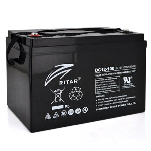 Акумуляторна батарея CARBON RITAR DC12-100C, Black Case, 12V 100.0Ah, 2000-5000 циклів, до 15 років термін служби,