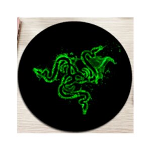 Килимок 220*220 мм тканинної RAZER 17 з бічною прошивкою (круглий), товщина 3 мм, колір Black/Green, Пакет