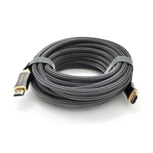 Кабель VEGGIEG HA-8 HDMI-HDMI 4K UHD, 8.0m, v2,0, OD-4.0mm, круглий, Black, коннектор Black-Metal, Box