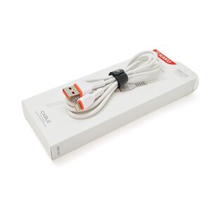 Кабель iKAKU KSC-233 JIANXUN silicon data cable series for iphone, White, довжина 1м, 3,2А, BOX