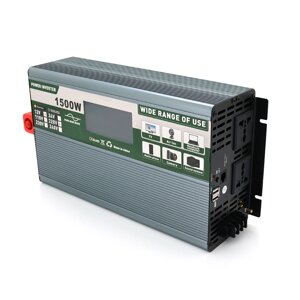 Інвертор напруги Demuda DMDPSW-1500W, 12V/220V, 1500W з правильною синусоїдою, 2 універсальні розетки, 2 USB, Rj