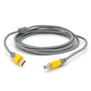 Кабель USB 2.0 V-Link AM/BM, 1.5m, 1 ферит, Grey/Yellow, Q250