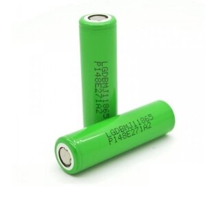 Акумулятор 18650 Li-Ion LG INR18650MJ1 (LG MJ1), 3500mAh, 10A, 4.2/3.65/2.5V, GREEN, 2 шт в упаковці, ціна за 1 шт