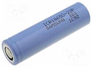 Акумулятор 18650 Li-Ion Samsung ICR18650-22P, 2200mAh, 10A, 4.2/3.62/2.75V, Blue, 2 шт в упаковці, ціна за 1 шт