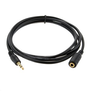 Подовжувач Audio DC3.5 тато-мама 5.0м, GOLD Stereo Jack, ( круглий ) Black cable, Пакет Q240