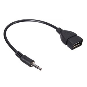 Перехідник USB2.0(F)=> Jack 3.5(M) Stereo, 0,3 м, Black, OEM