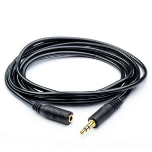 Подовжувач Audio DC3.5 тато-мама 3.0м, GOLD Stereo Jack, ( круглий ) Black cable, Пакет Q300