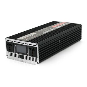 Інвертор напруги YOSO з правильною синусоїдою, 6000W, 12/220V-3000W, 2 універсальні розетки, LED Display, затискачі,