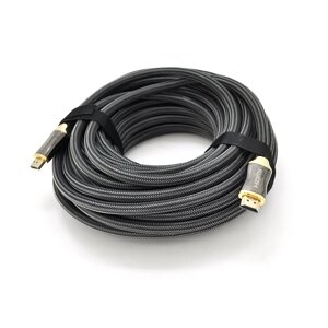 Кабель VEGGIEG HA-20 HDMI-HDMI 4K UHD, 20.0m, v2,0, OD-4.0mm, круглий, Black, коннектор Black-Metal, Box