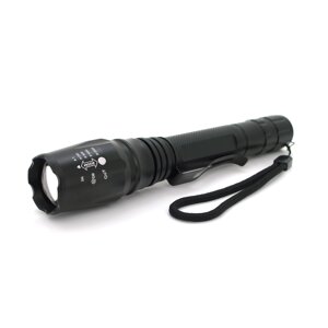 Ліхтар ручної Watton WT-241, 1LED Cree Q5, 3W, 5 режимів, ZOOM, 2х18650 / 2800mah, Black, IP44, СЗУ + АЗУ, 222х34х25мм, BOX