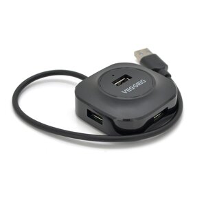 Хаб VEGGIEG V-U2405 USB 2.0 4 порту, 480Mbts, харчування від USB, Black, 0,3m, Box