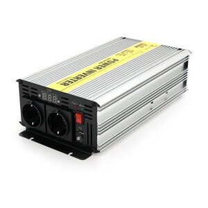 Інвертор напруги RITAR RSC-1000, 12V/220V, 1000W з правильною синусоїдою, 2xShuko, 1xUSB, клемні дроти, BOX, Q4