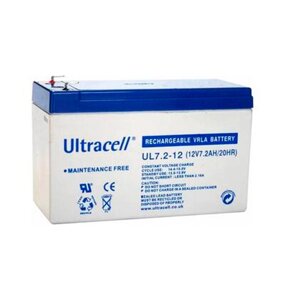 Акумуляторна батарея Ultracell UL7,2-12 AGM 12V 7.2 Ah (151 x 65 x 99), 2 kg White Q8/420