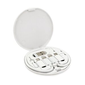 Кабель Data Cable Set, Type-C-Type-C+ перехідники (USB+Lighting+Micro), 60W, White, довжина 0.2м, Case