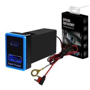 АЗУ врізне 130W-D01T03-Fuse, PD+QC, Type-C: 100W, USB: 30W, LED підсвічування, комплект проводів з роз'ємами та