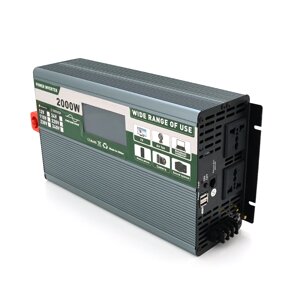 Інвертор напруги Demuda DMDPSW-2000W, 12V/220V, 2000W з правильною синусоїдою, 2 універсальні розетки, 2 USB, Rj