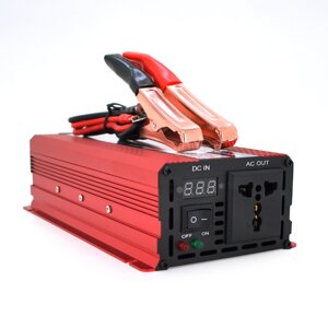 Інвертор напруги CJ-1600M (DC:800W), 12/220V з апроксимованої синусоїдою, 1 універсальна розетка, крокодили, Q24