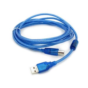 Кабель USB 2.0 RITAR AM/BM, 5.0m, 1 ферит, прозорий синій